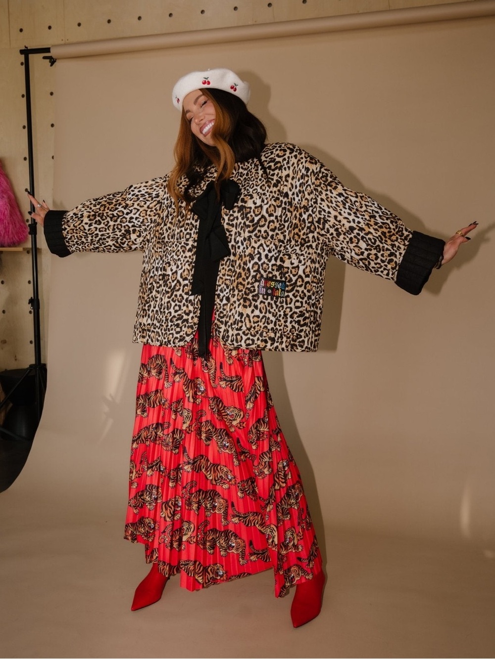 New! Dressed in LALA Welcome to Lalaland Quilted Leopard Oversized Jacket - S/M